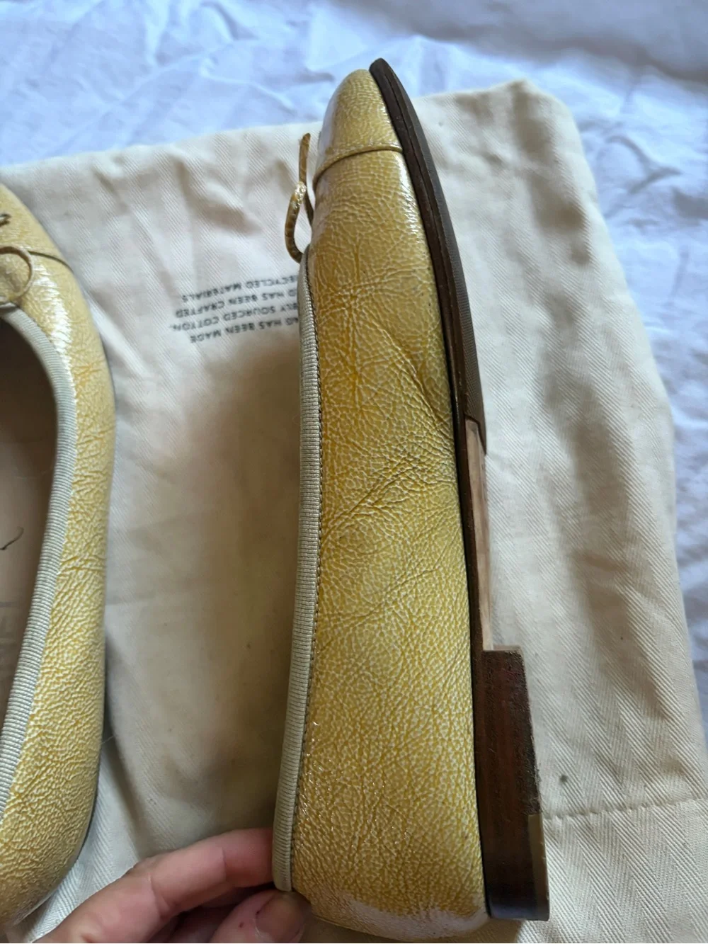 CHANEL Yellow Leather Ballet Flats